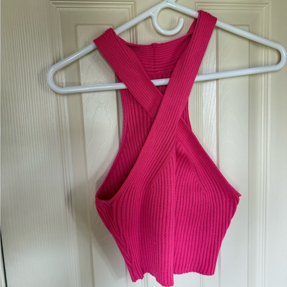 Pink Ribbed Women's Top